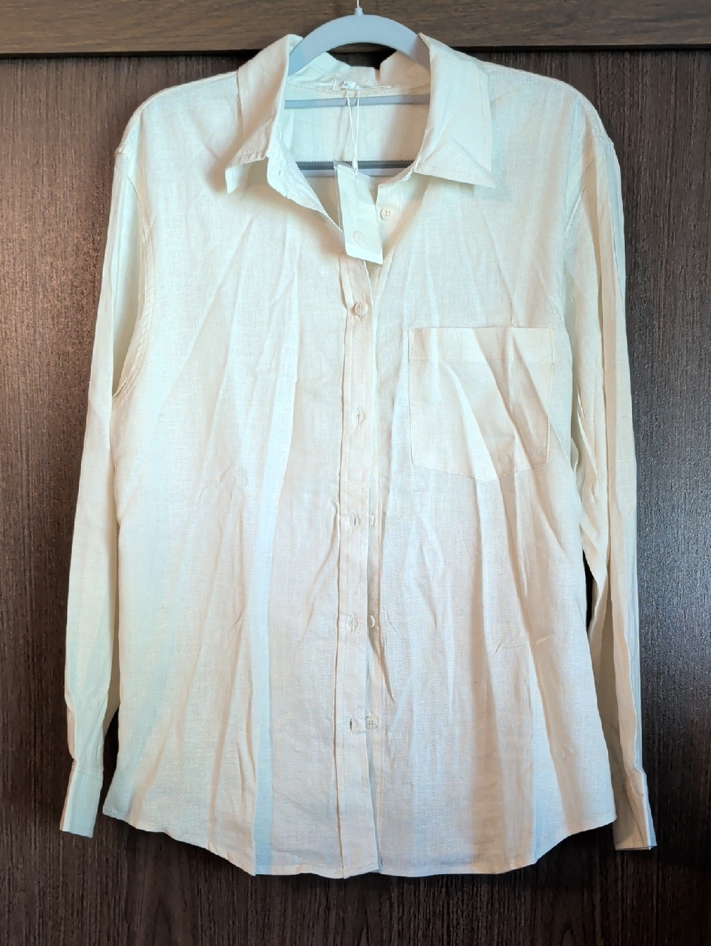 Active USA Linen-Blend Button Up Top